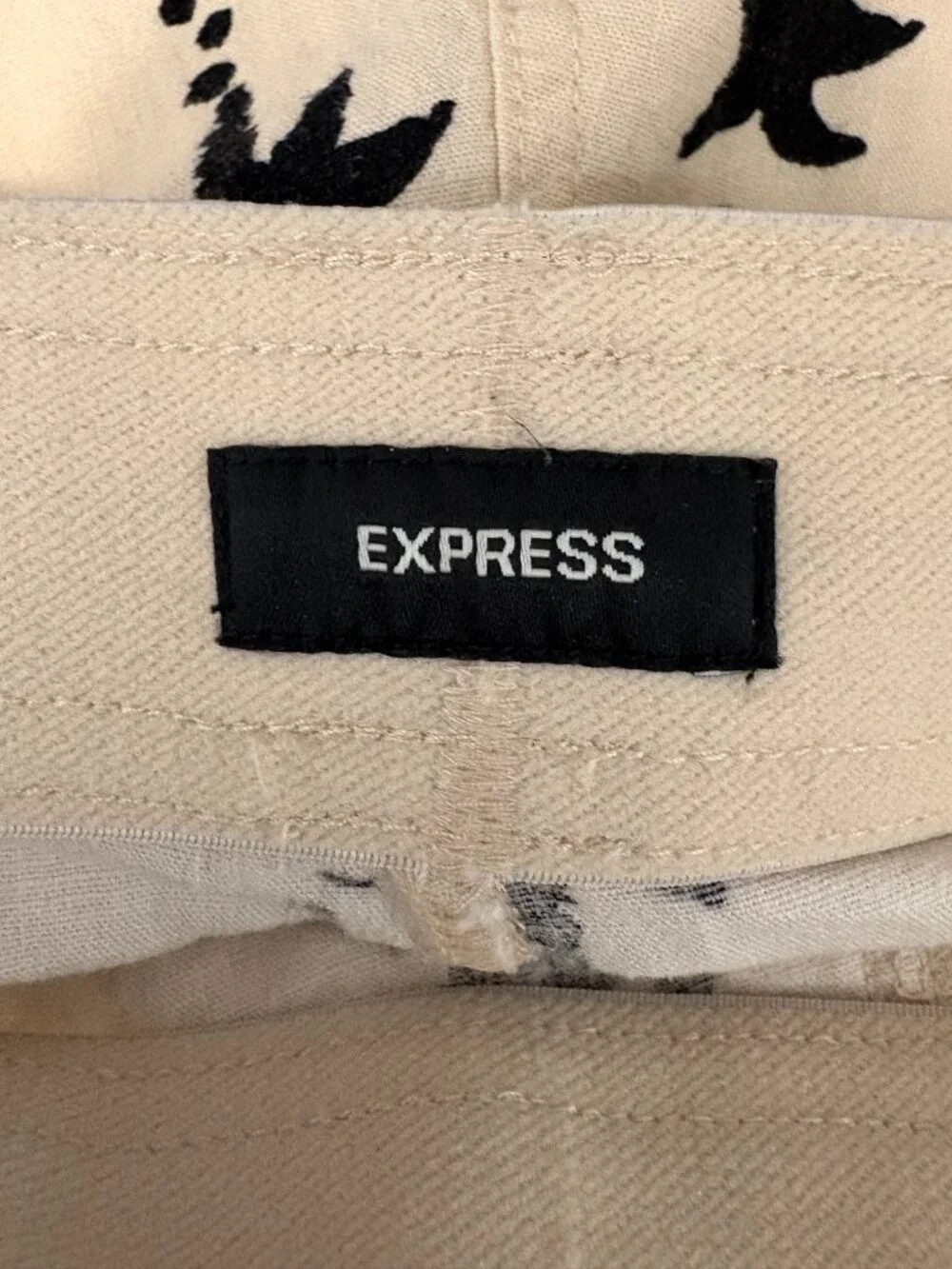 NWT Express Beige Black Palm Tree Linen Blend Drawstring Shorts Resort Size M